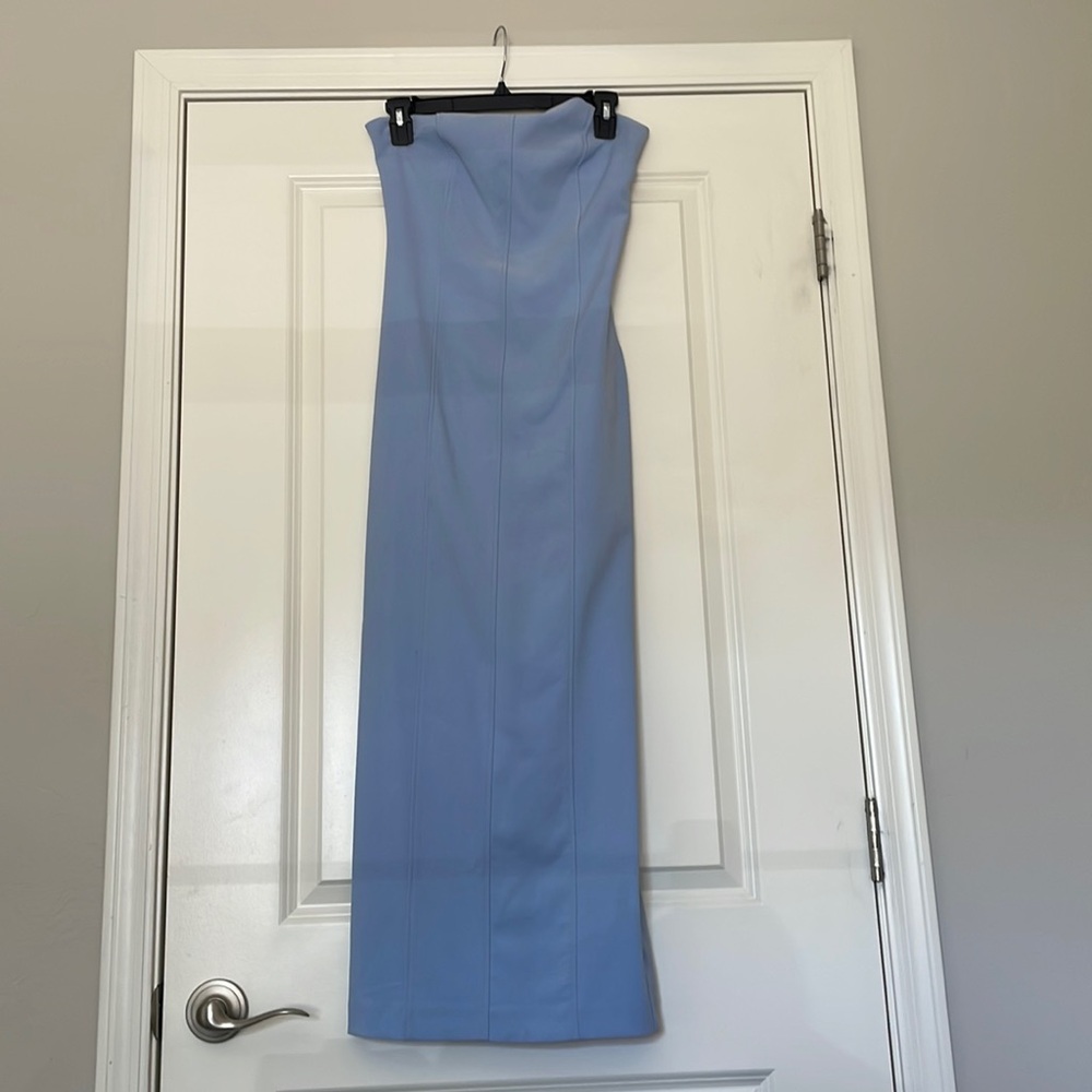 Zara Pastel Blue Strapless MIDI Dress